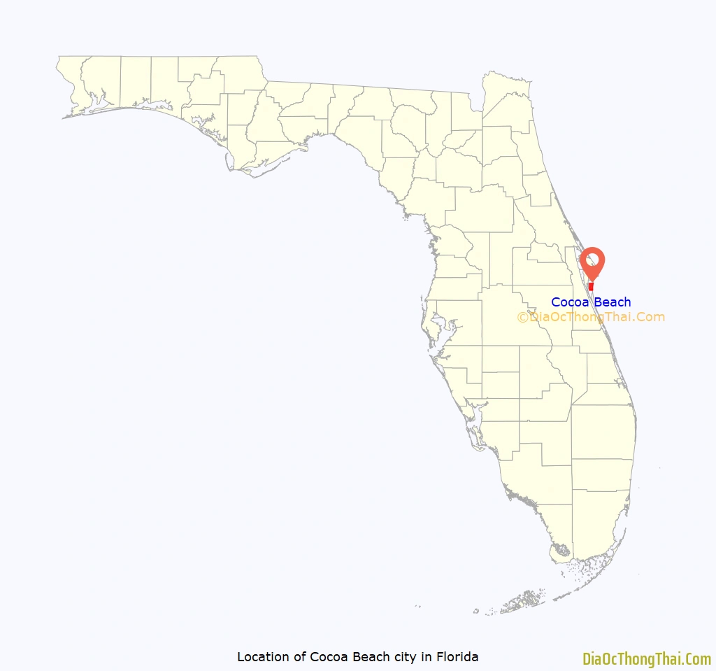 Map Of Cocoa Beach City - Thong Thai Real regarding Map Of Florida With Cocoa Beach