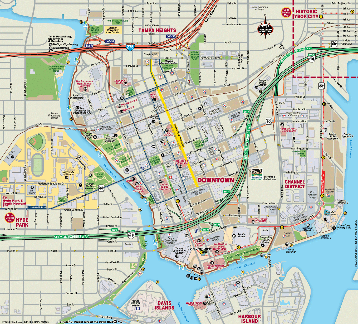 Map Of Downtown Tampa - Interactive Downtown Tampa Florida Map for Map Of Downtown Tampa Florida