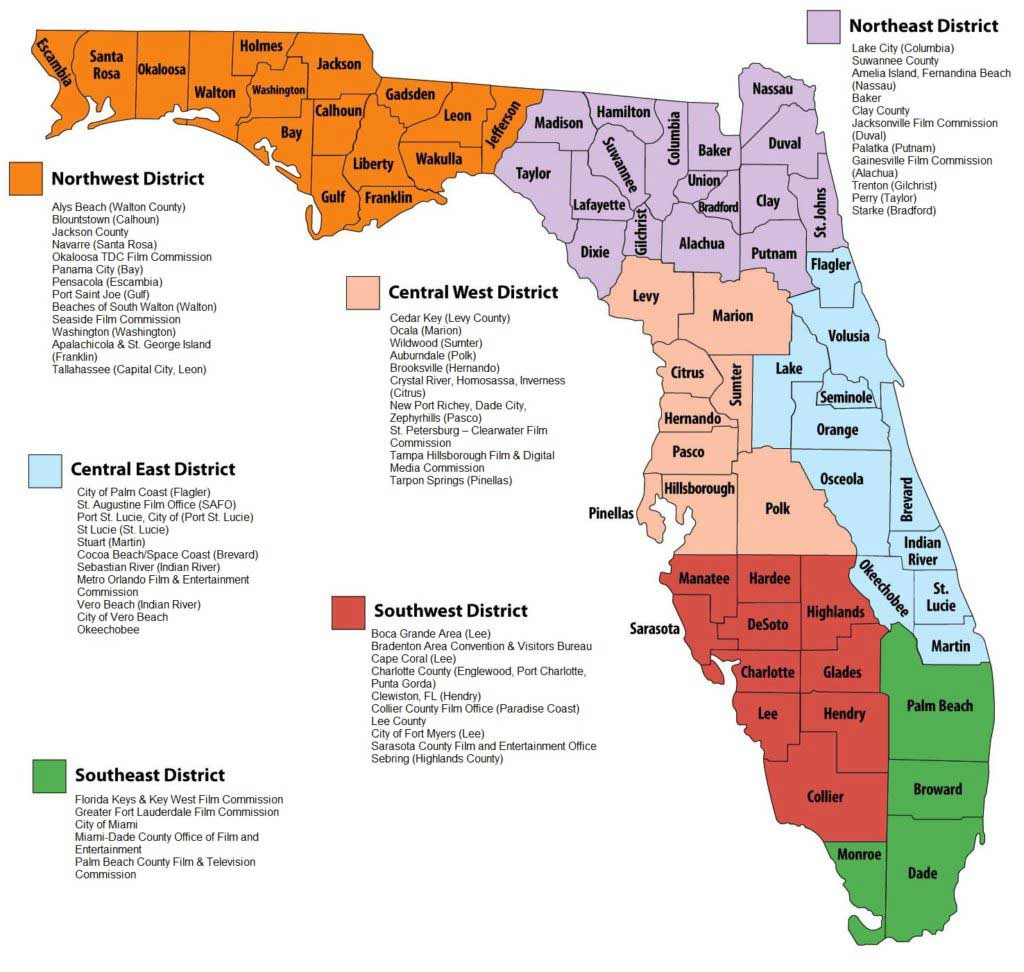 Map Of Florida Counties – Film In Florida for Map of Southern Florida Counties