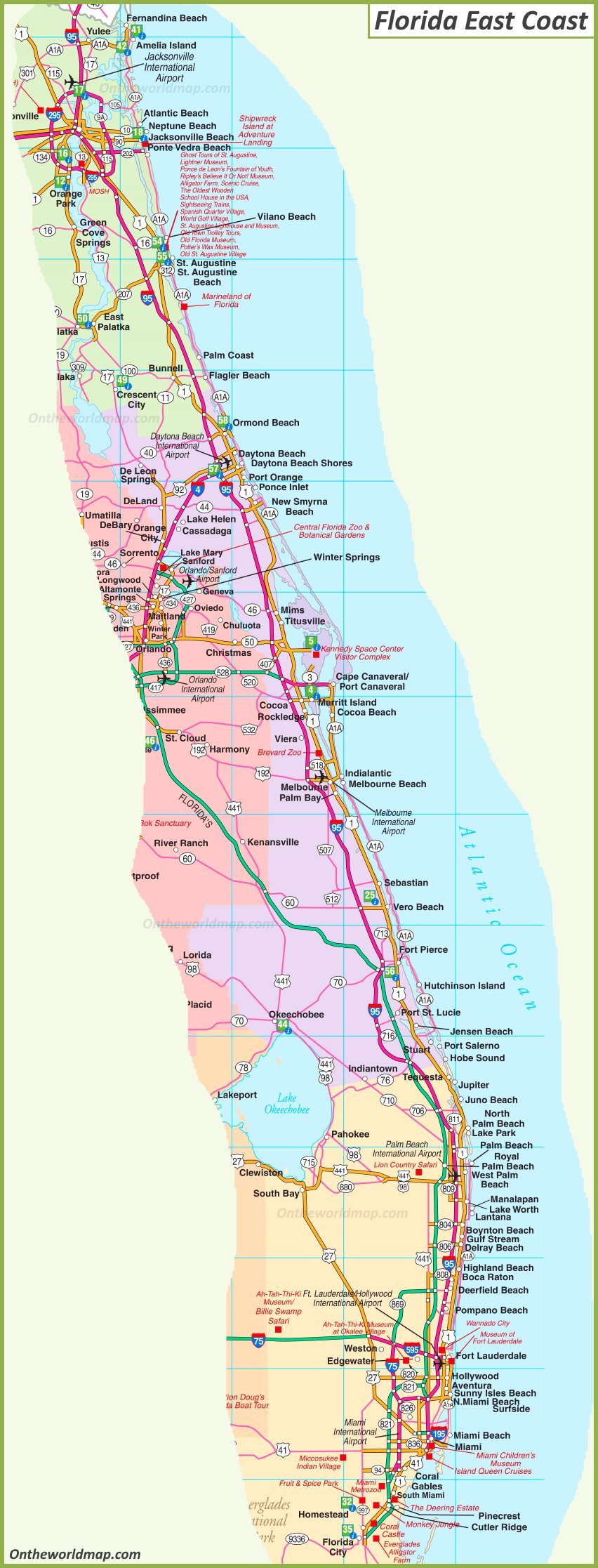 map of florida east coast ontheworldmap in beaches on the east coast of florida map Map Of Florida East Coast - Ontheworldmap in Beaches On The East Coast Of Florida Map