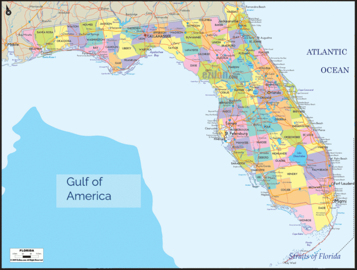 Map of Florida with Roads