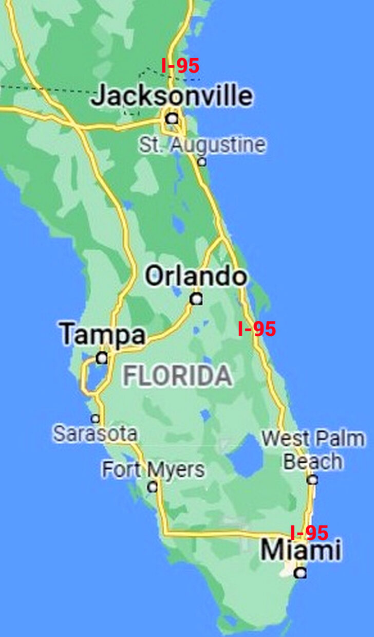 Map of Interstates in Florida