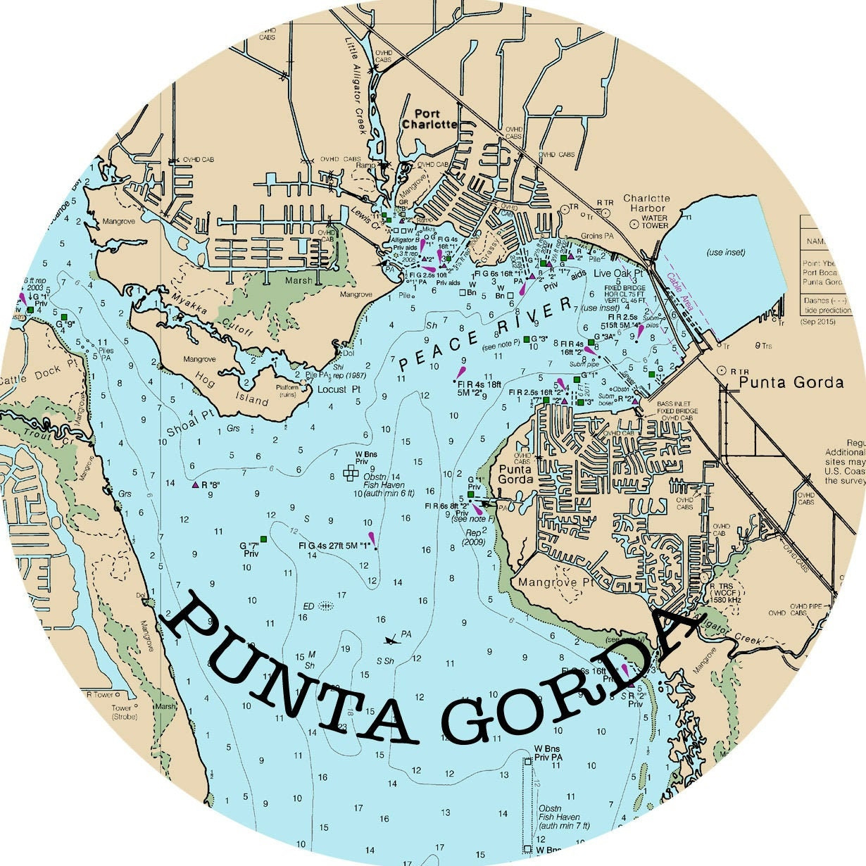 Map Of Florida, Punta Gorda, Round Or Square Coasters, Fisherman regarding Punta Gorda Map Of Florida