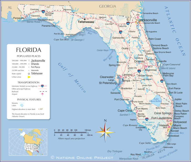 Map of East Coast Florida Cities