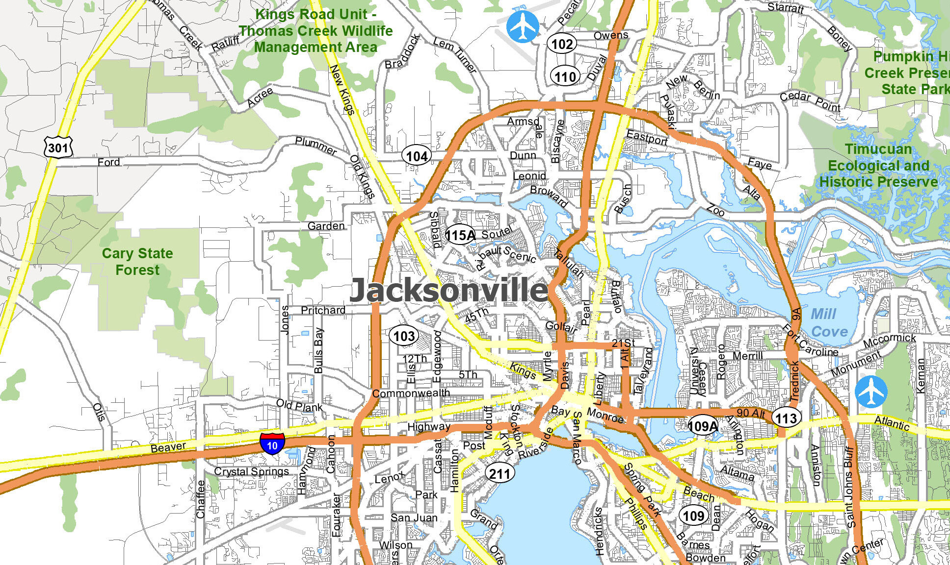 Map Of Jacksonville, Florida - Gis Geography inside Map of Jacksonville Florida Area