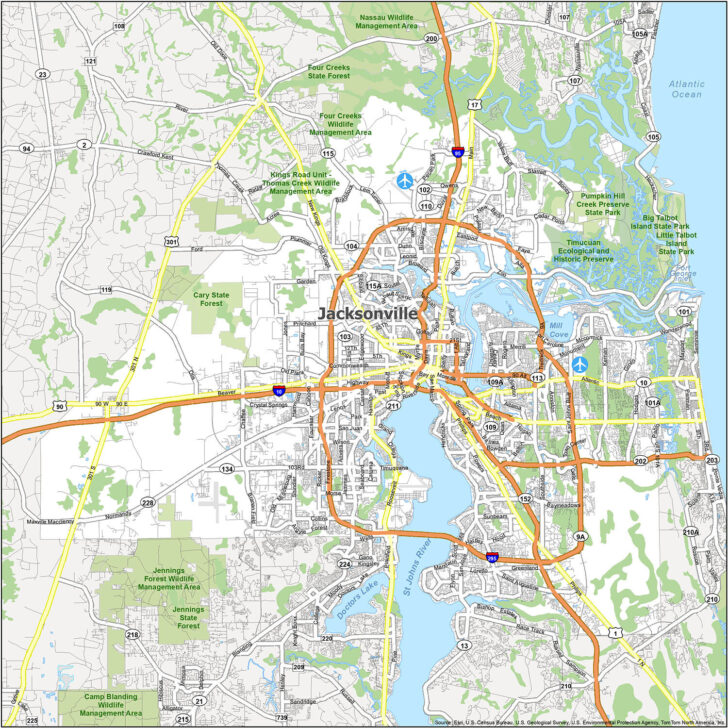 Map of Jacksonville Beach Florida