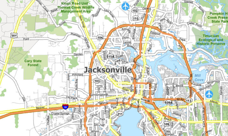 Map of Florida Jacksonville Area