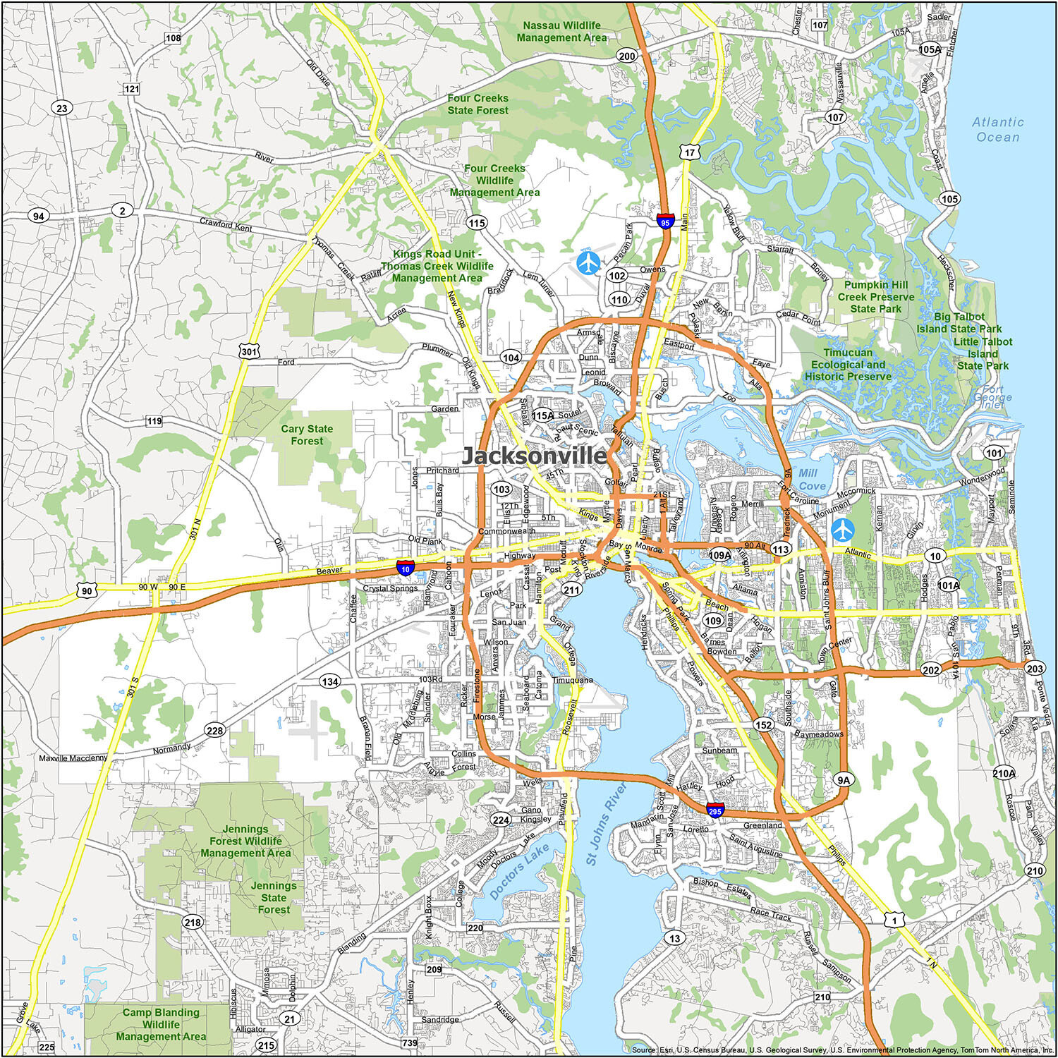 Map Of Jacksonville, Florida - Gis Geography with regard to Map of Florida Showing Jacksonville