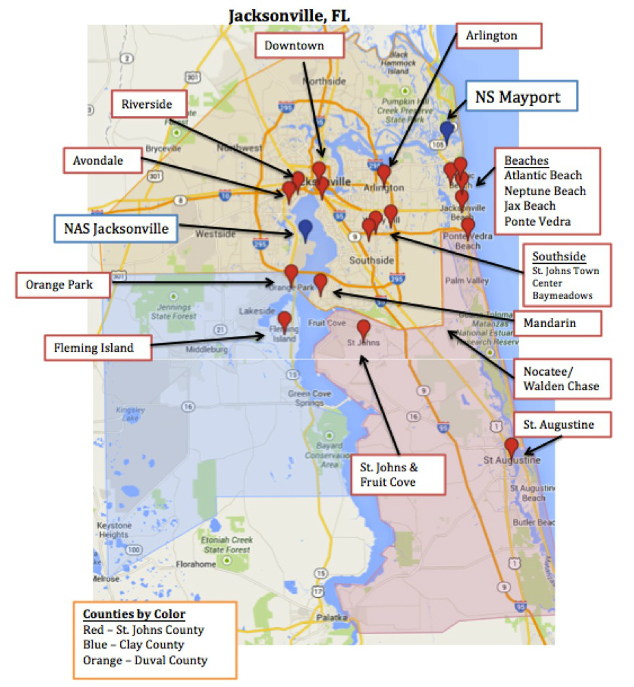 Map Of Jacksonville &amp;amp; Mayport, Florida | Military Town Advisor inside Map Of Military Bases In Florida