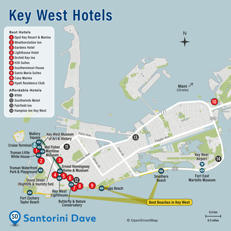 Map Of Key West Hotels throughout Map of Florida Keys Hotels