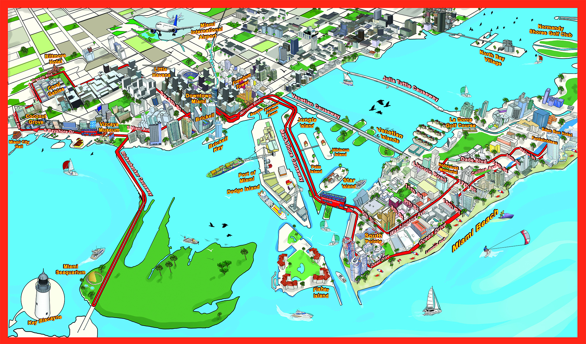 Map Of Miami with Tourist Map Of Miami Florida