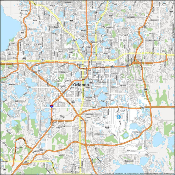 Map of Florida Showing Orlando