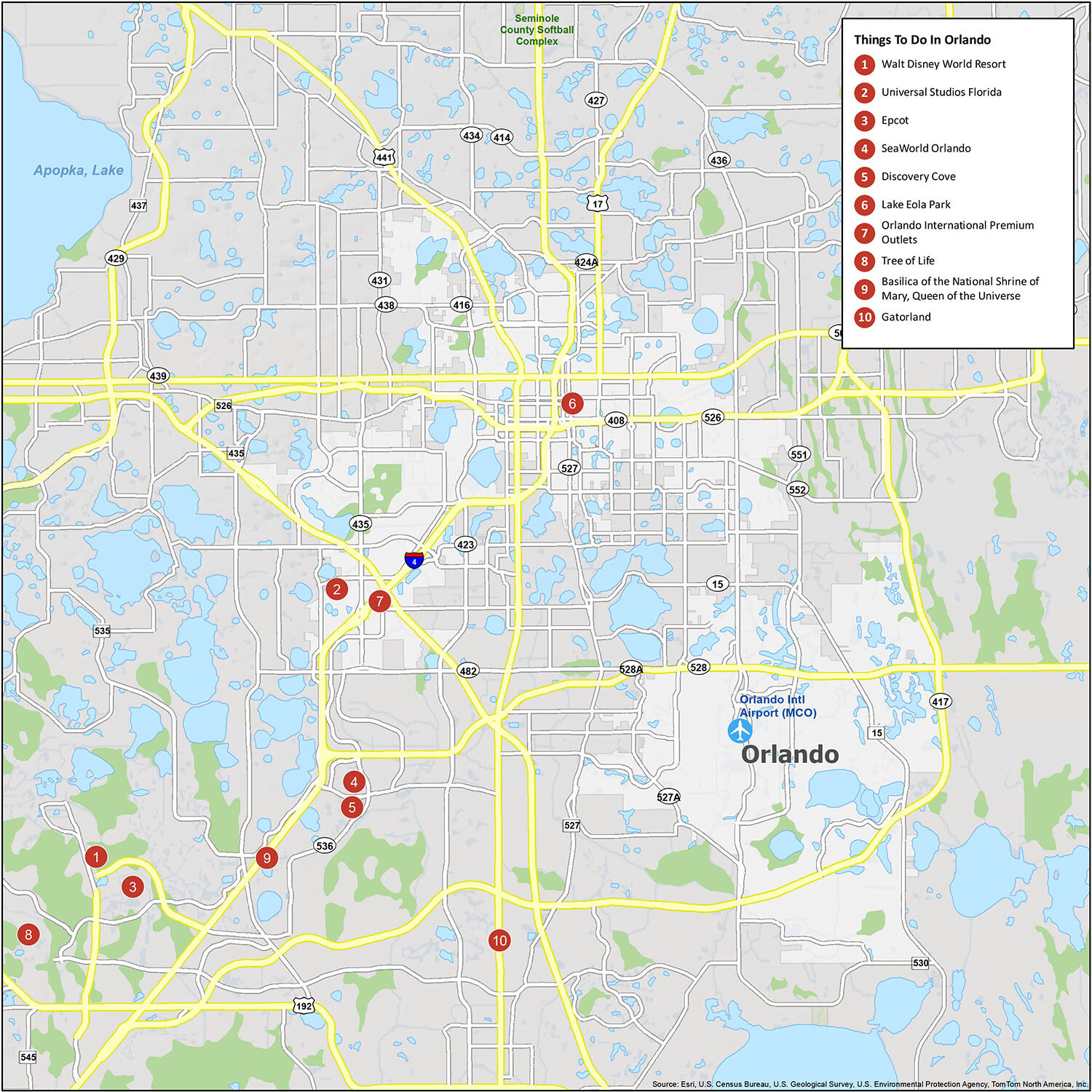Map Of Orlando, Florida - Gis Geography intended for Map of Orlando Florida
