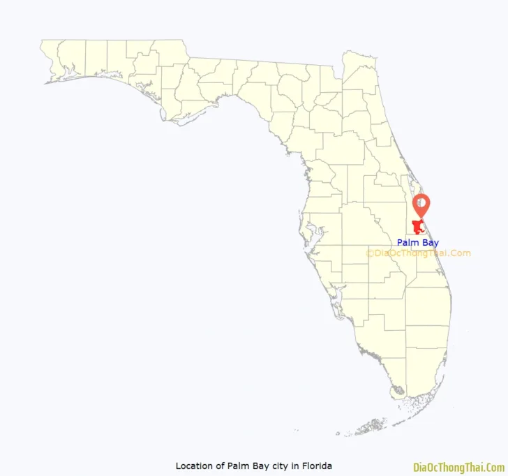 Map of Florida Showing Palm Bay