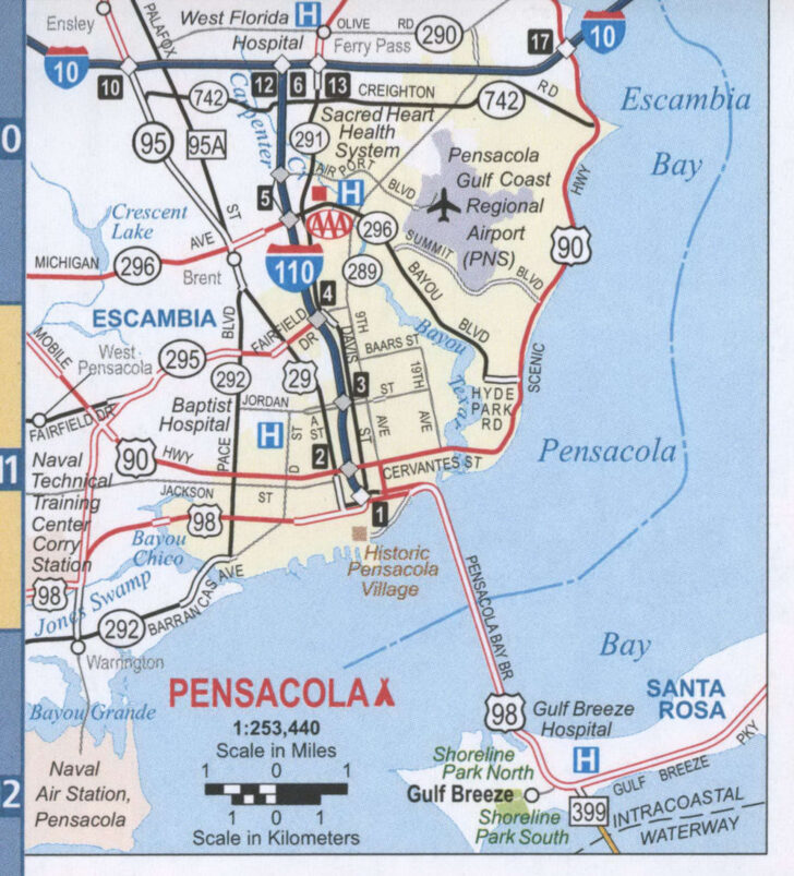 Street Map of Pensacola Florida
