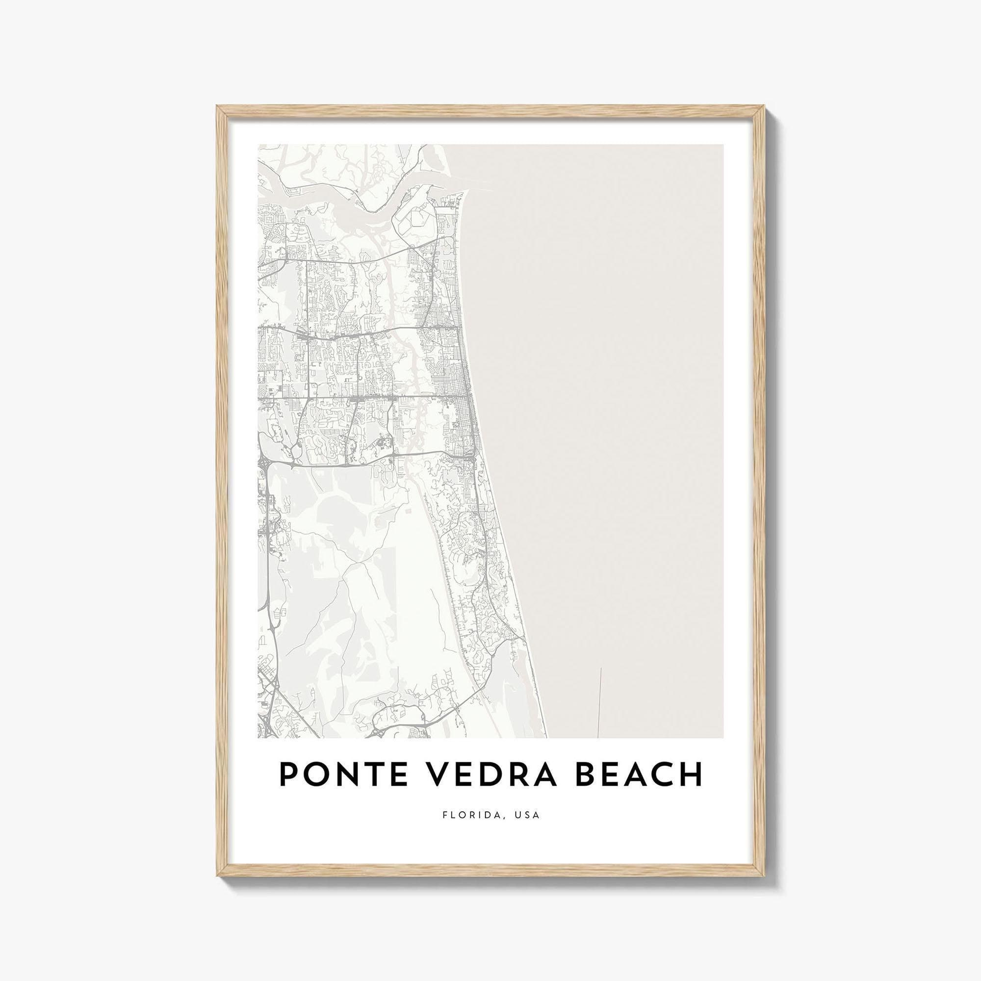 Map Of Ponte Vedra Beach Print, Ponte Vedra Beach Map Gift, Ponte with regard to Map of Florida Ponte Vedra Beach