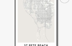 Map Of St Pete Beach Print, St Pete Beach Map Gift, St Pete Beach with regard to Map of St Pete Beach Florida