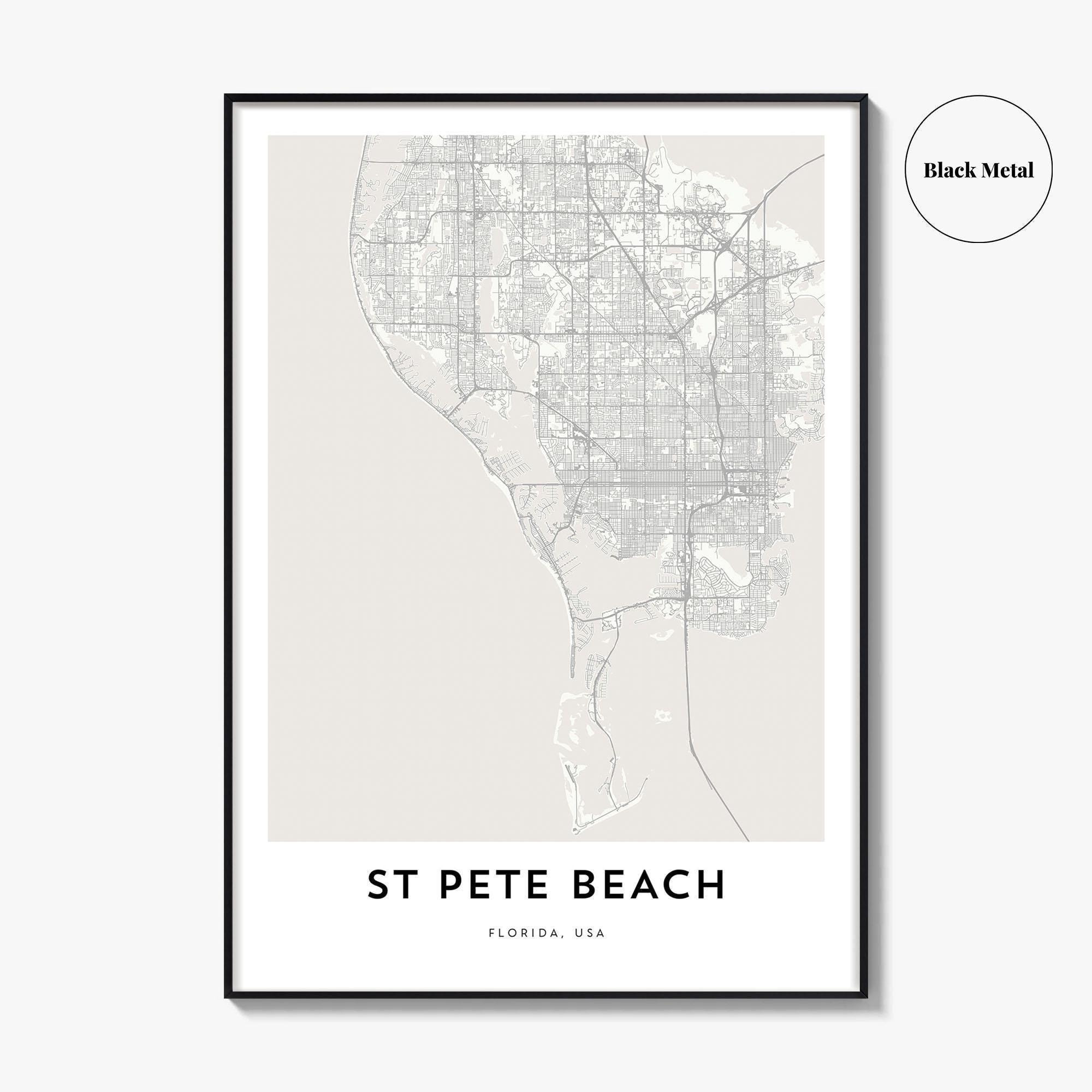 Map Of St Pete Beach Print, St Pete Beach Map Gift, St Pete Beach with regard to Map of St Pete Beach Florida