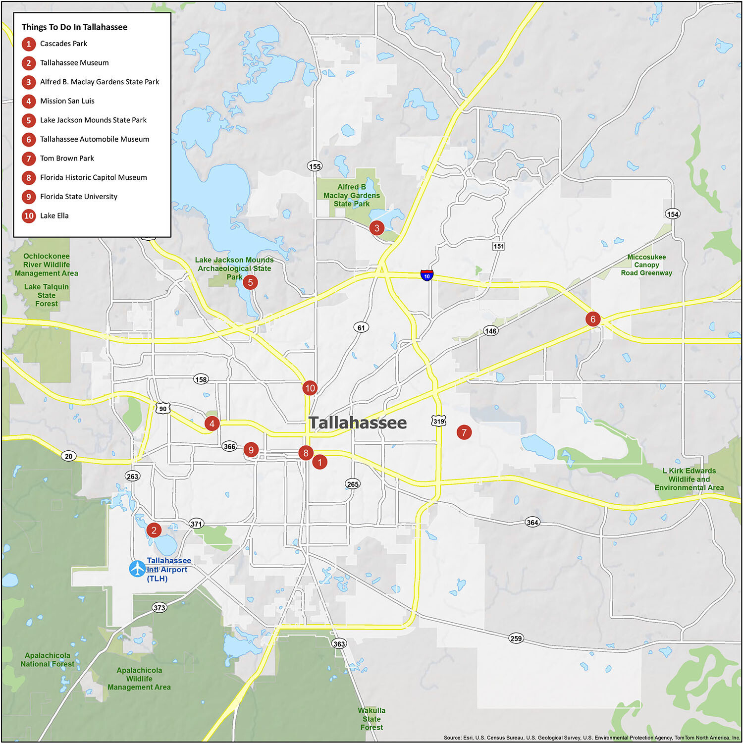 Map Of Tallahassee, Florida - Gis Geography inside City Map Of Tallahassee Florida