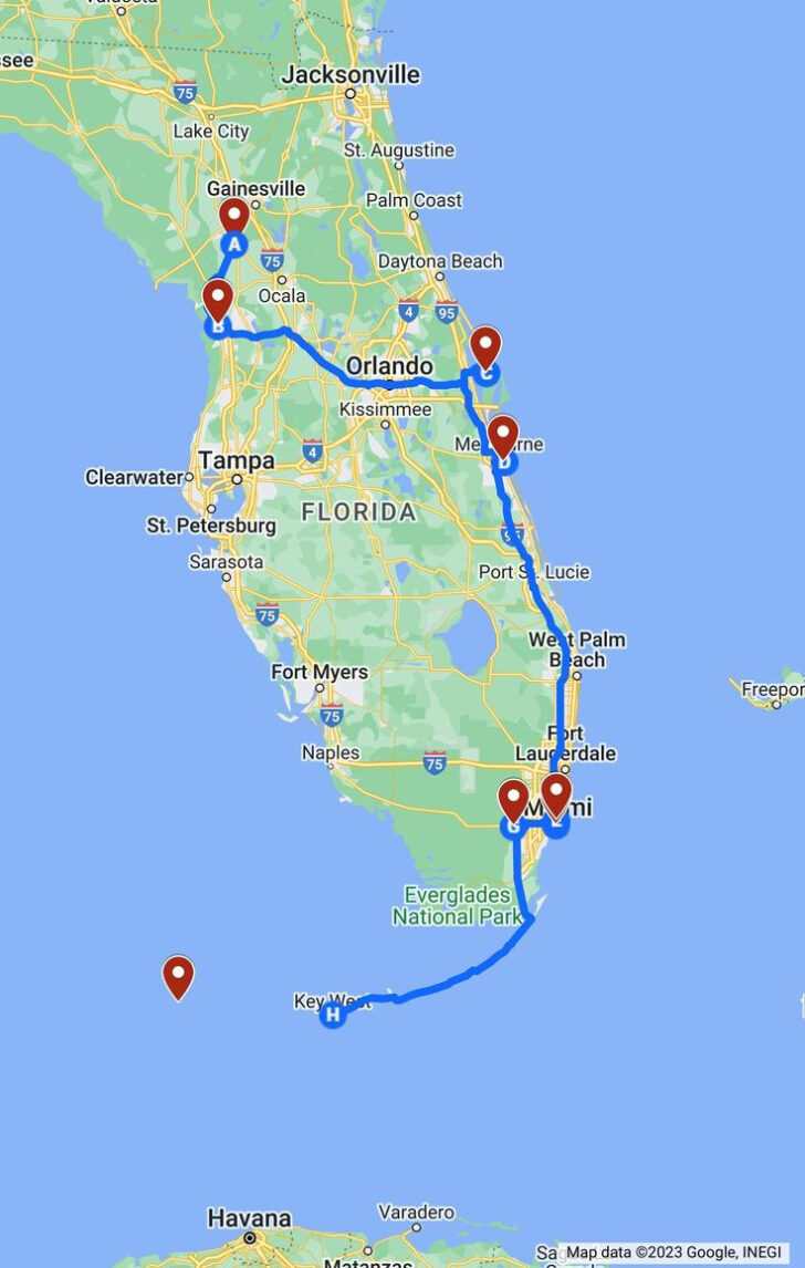 Map of Florida Cities Near Tampa