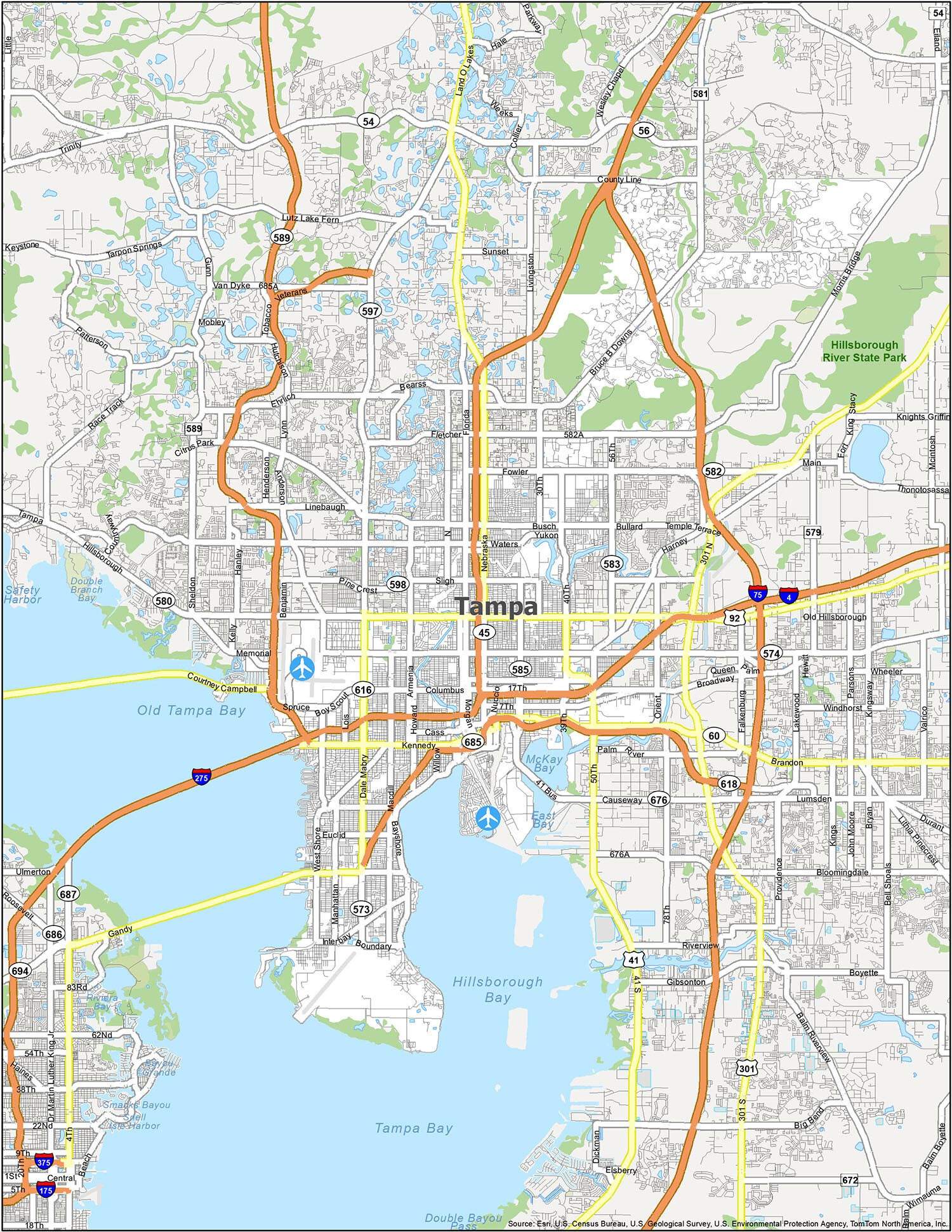 Map Of Tampa, Florida - Gis Geography in Map of Tampa Bay Area Florida