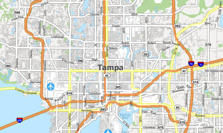 Map of Tampa Area in Florida