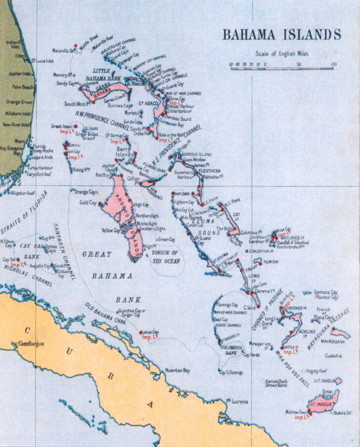 Map of Bahamas and Florida