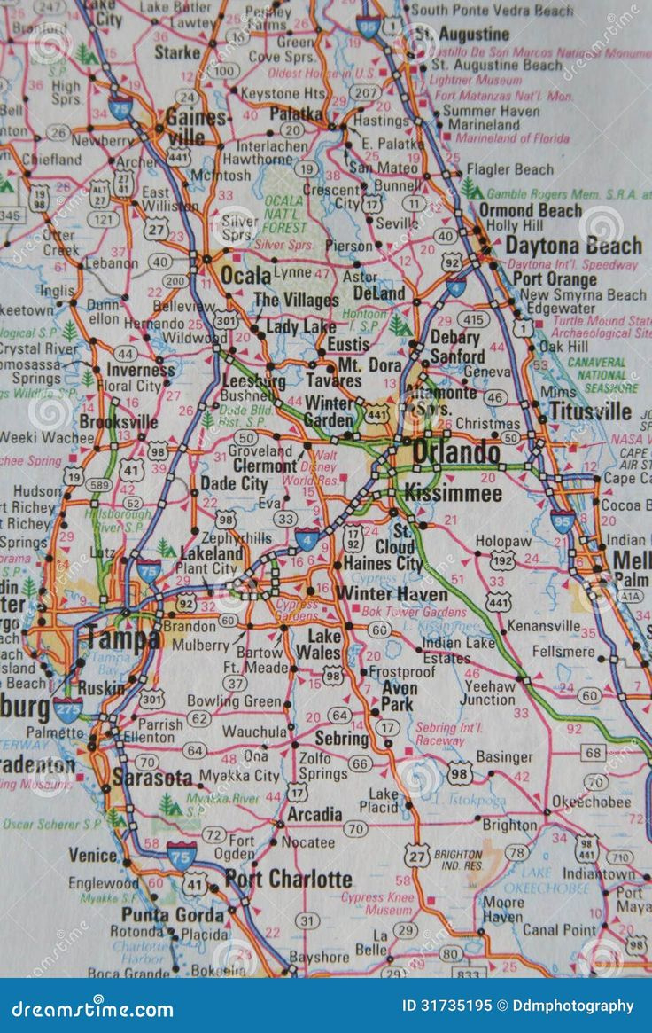Map Of The City Of Orlando And Central Florida Stock Image - Image inside Map Of Central Florida Roads