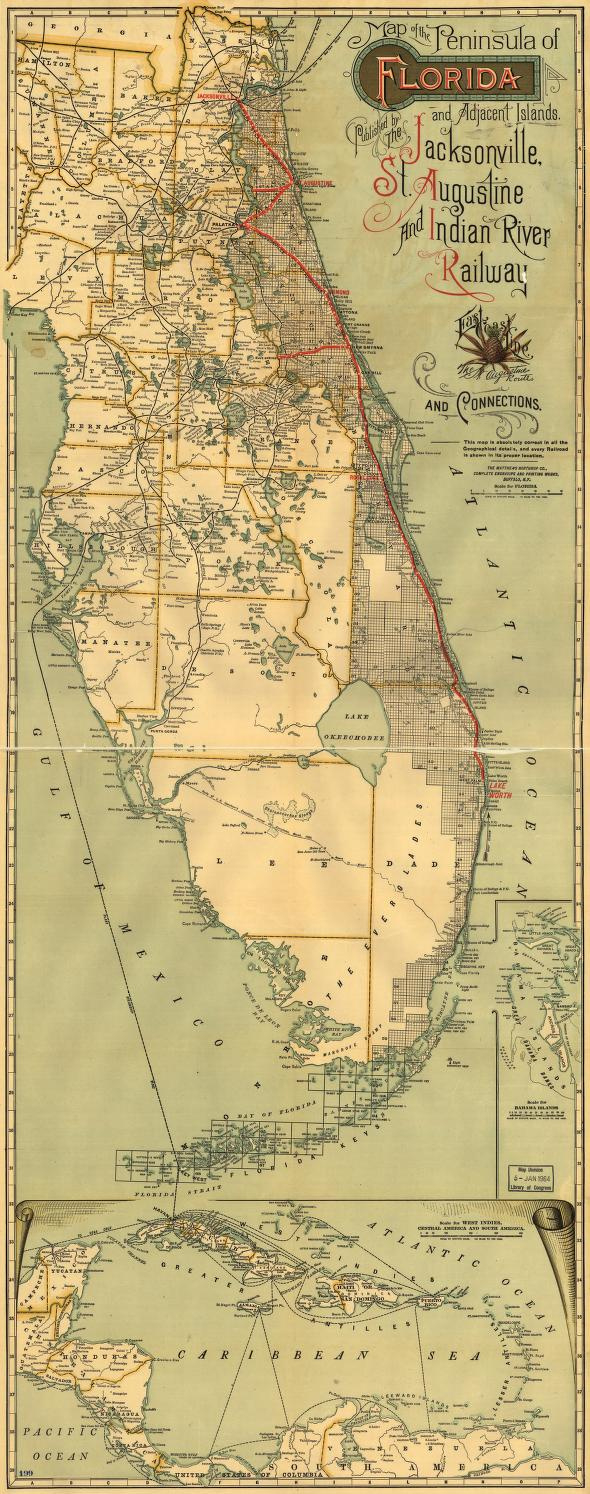 Map Of The Peninsula Of Florida And Adjacent Islands : East Coast inside Map of Islands in Florida