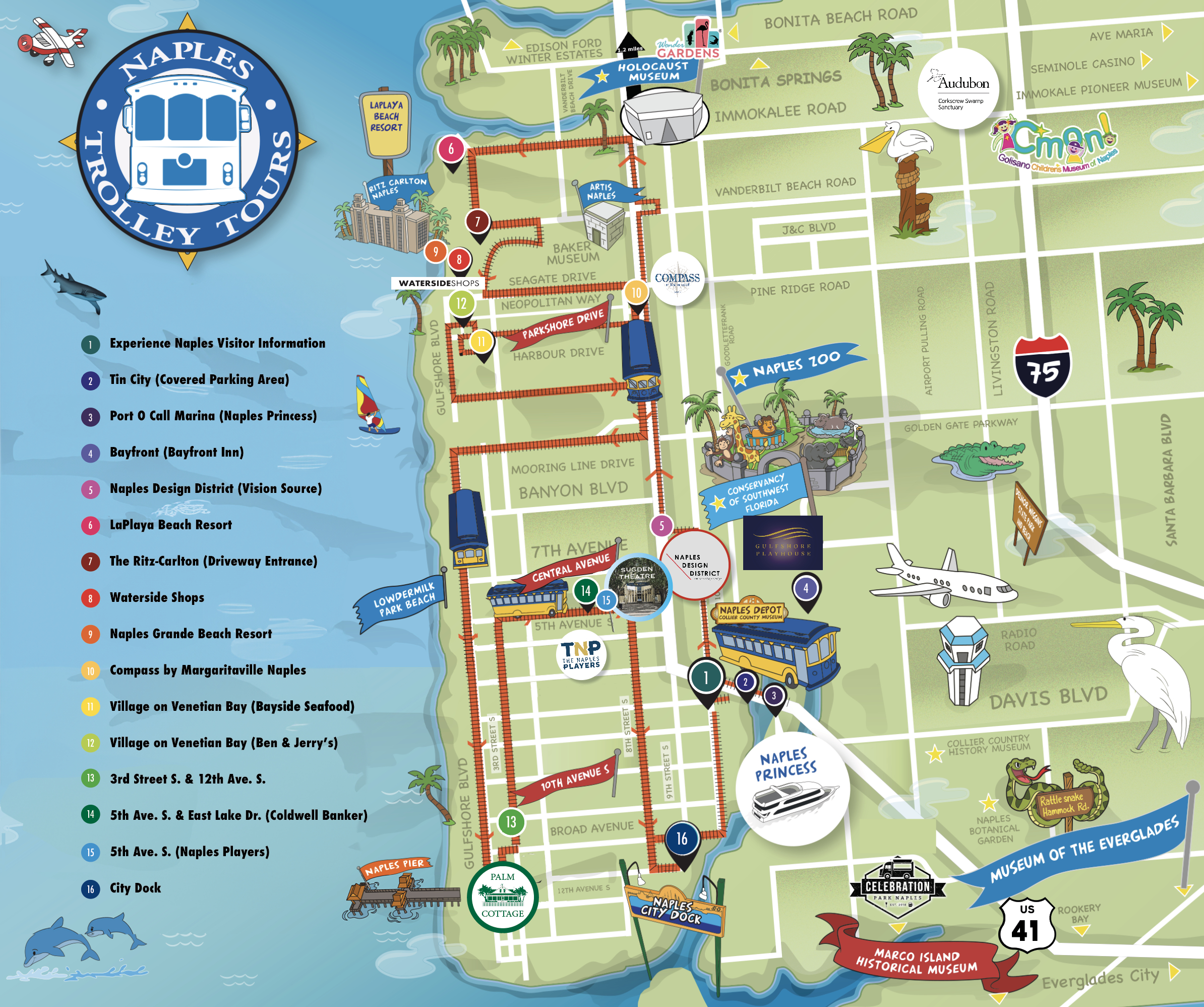 Map &amp;amp; Schedule | Naples Trolley Tours | Hop-On Hop-Off | Naples, Fl in Tourist Map Of Naples Florida