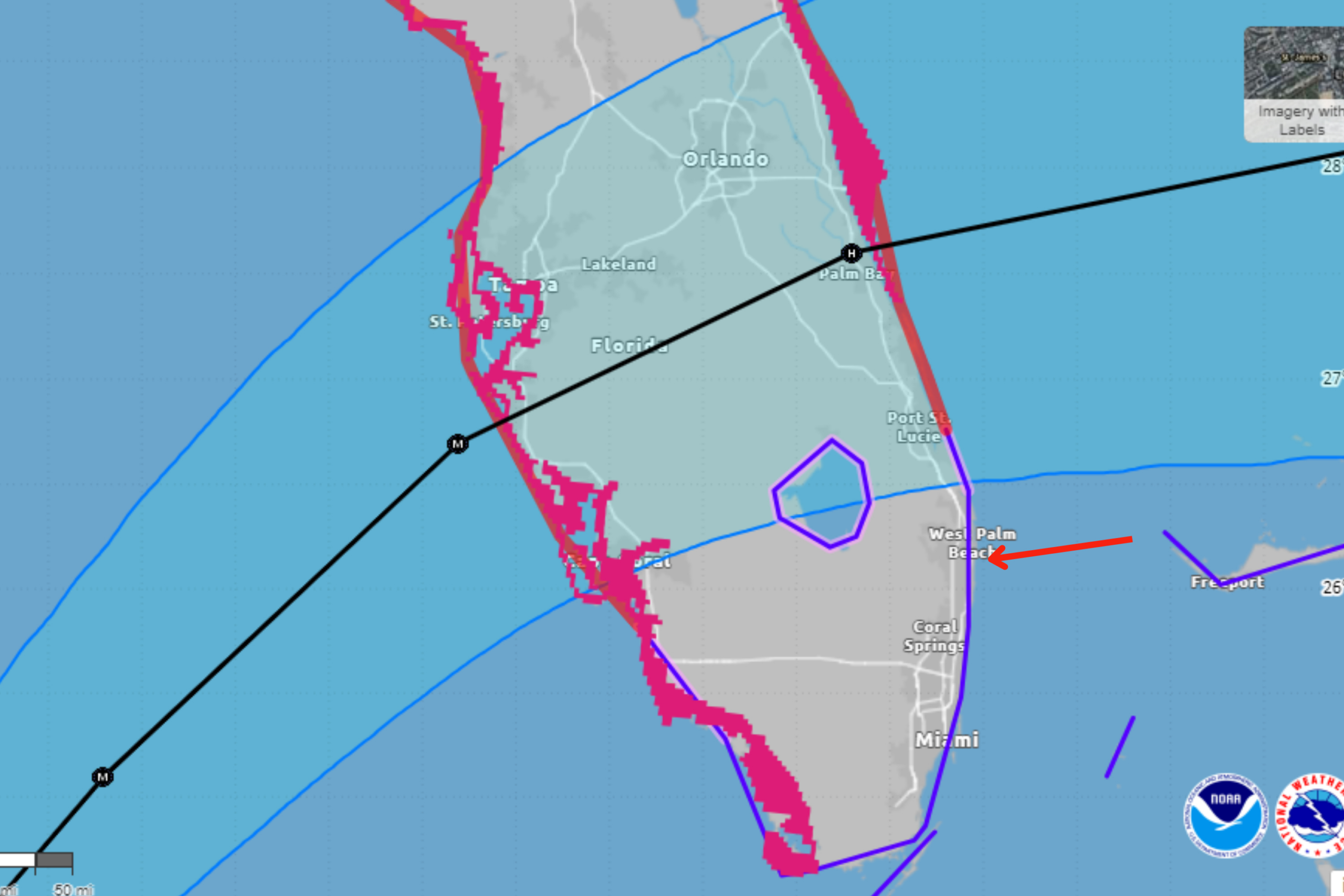 Map Shows Where Trump&amp;#039;S Mar-A-Lago Is Compared To Hurricane Milton within Location of Mar a Lago in Florida Map