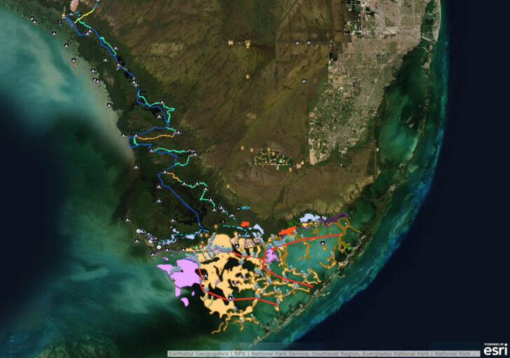 Map of the Everglades in Florida