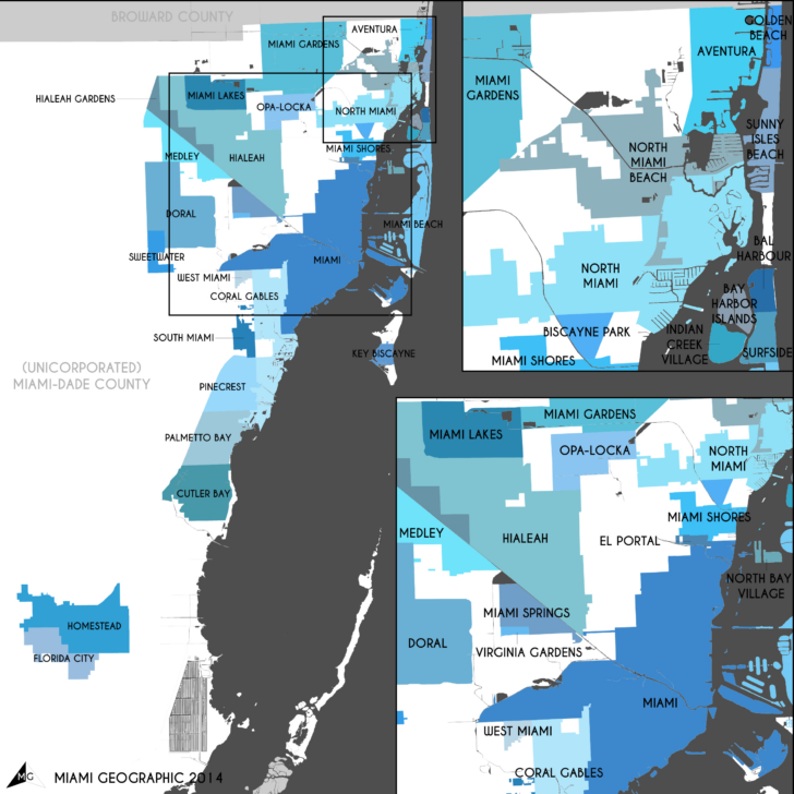 Map of Miami Dade County Florida