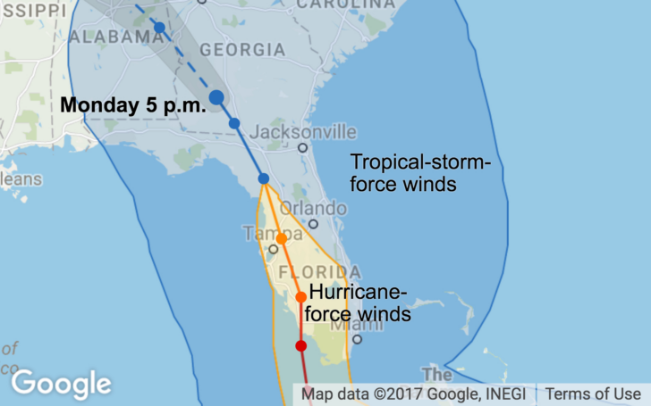 Map of Hurricane in Florida