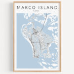 Marco Island Map Print, Florida Map Print, Marco Island Florida Intended For Map Of Marco Island In Florida