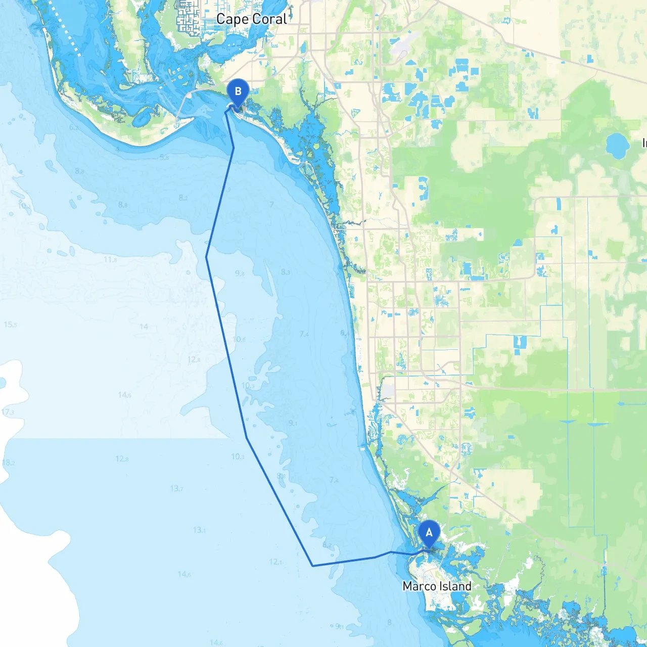 Marco Island To Fort Myersboat - Savvy Navvy Smart Routing inside Map Of Florida Showing Marco Island