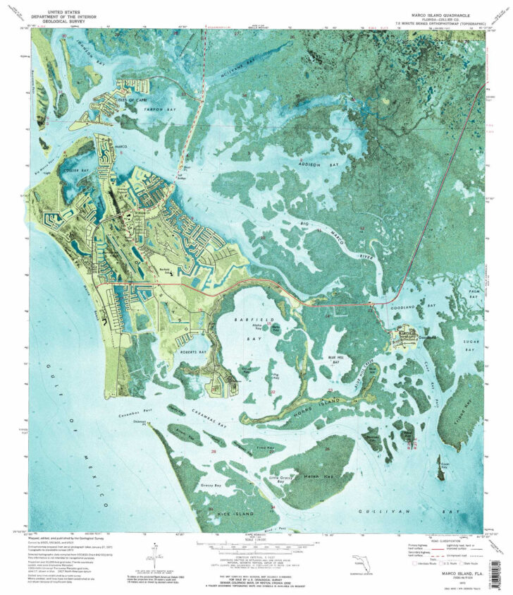 Map of Florida Showing Marco Island