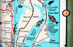 Merritt Island Cape Canaveral Titusville Retro Beach Map Print in Map Of Merritt Island Florida