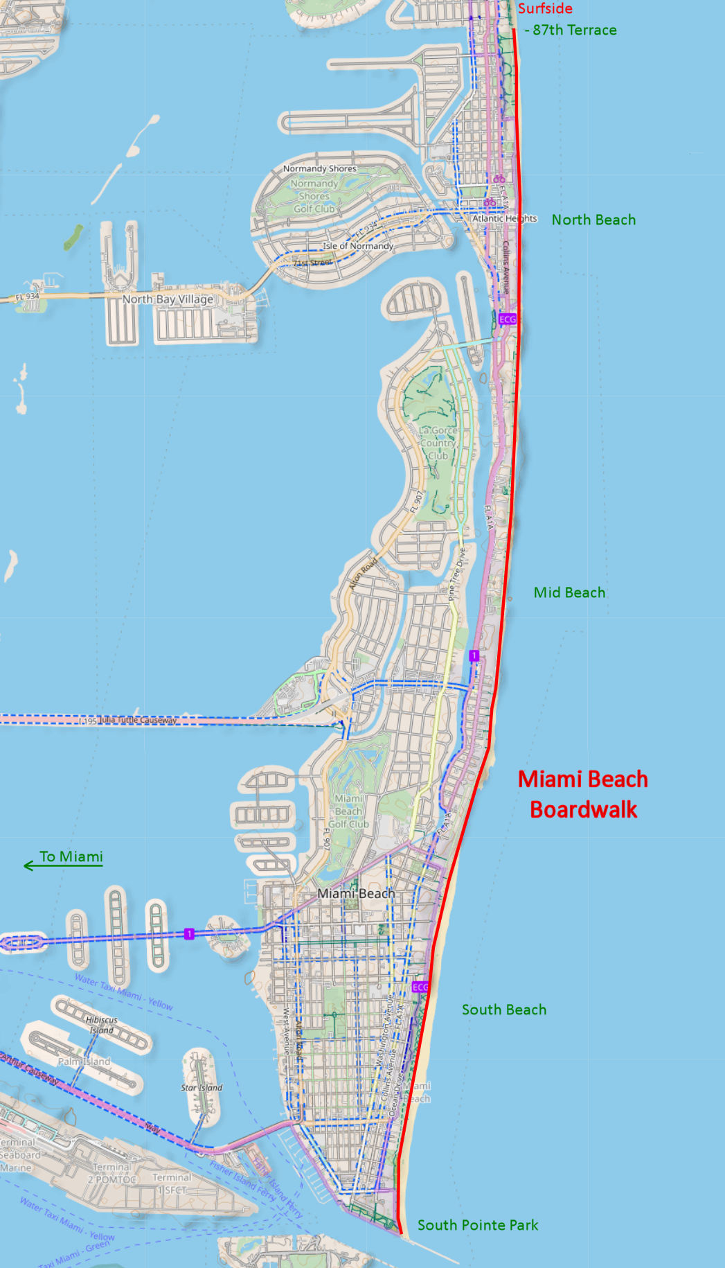 Miami Beach Boardwalk Map regarding Map Of South Beach Florida Miami