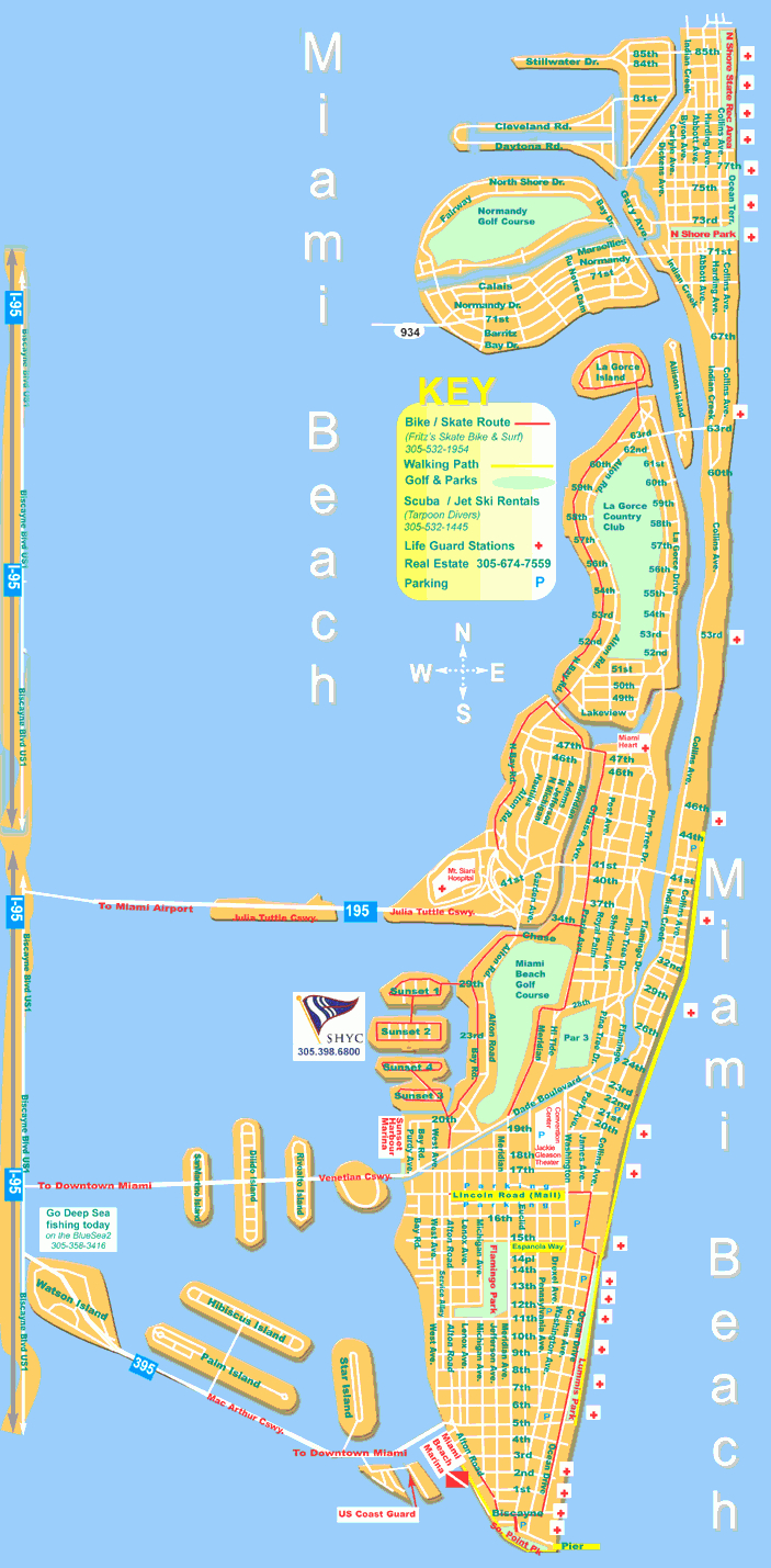 Miami Beach Street Map- North And South Miami Beach intended for Map of Miami Florida Hotels