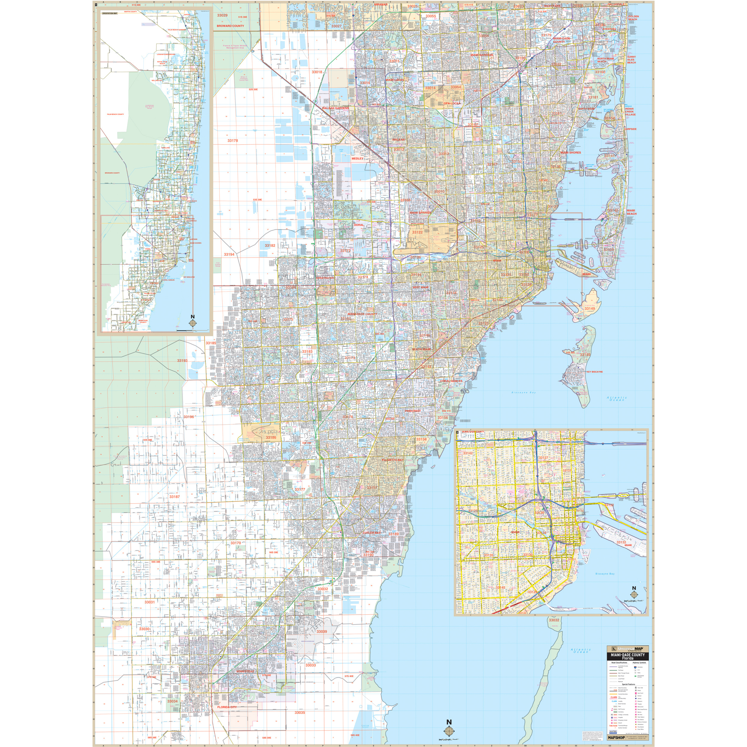 Miami-Dade County, Fl Wall Mapkappa - The Map Shop within Map of Miami Dade Florida
