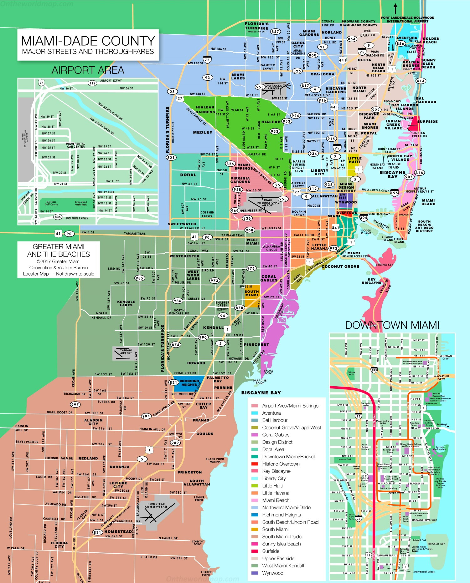 Miami Dade County Map - Ontheworldmap pertaining to Map Of Miami Dade Florida