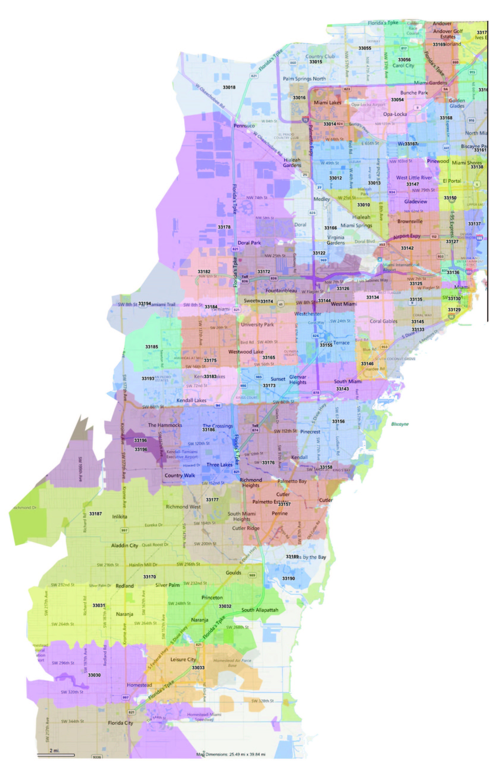 Miami Dade County Zip Code Map - Florida County Maps - Florida pertaining to Map Of Dade County Florida