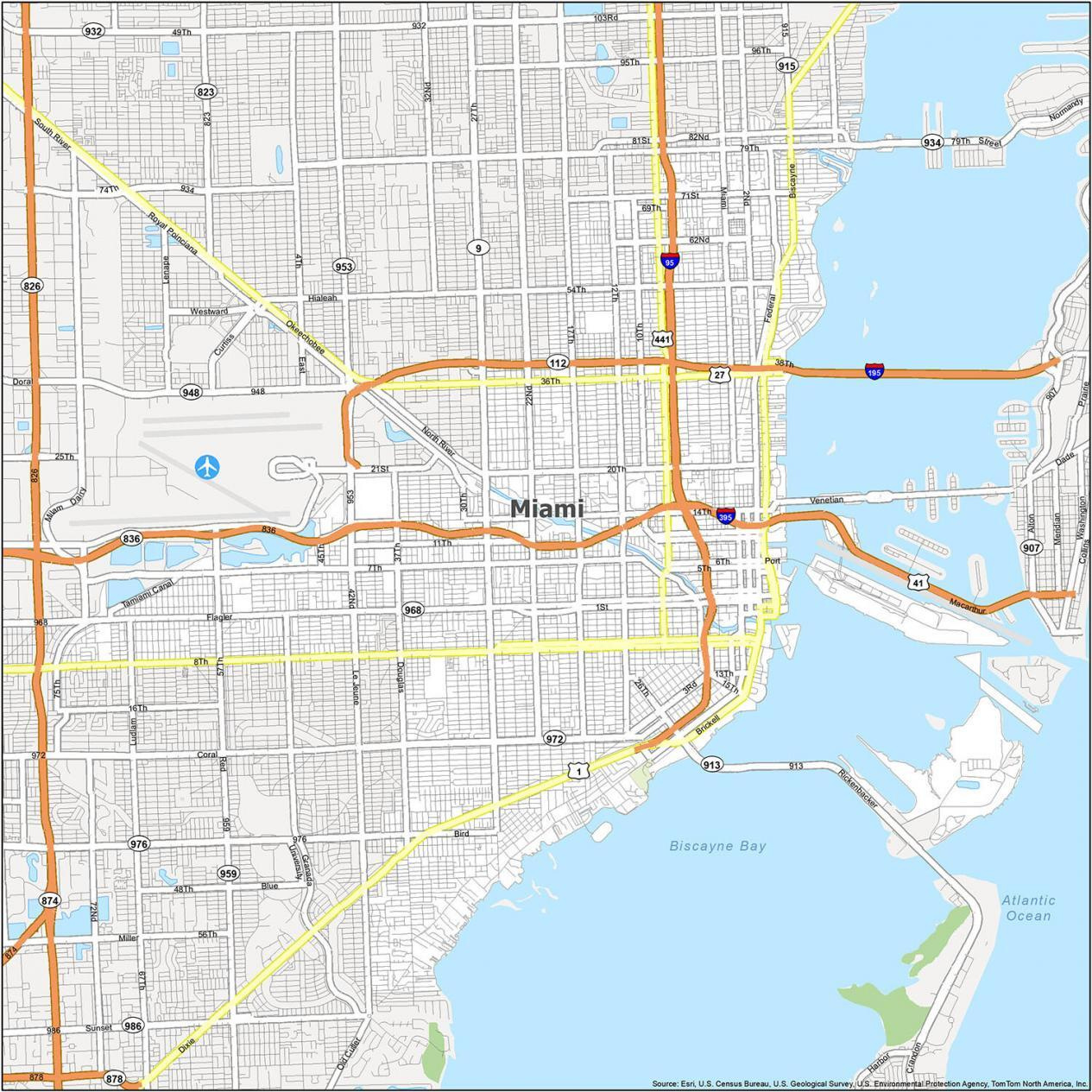 Miami Florida Map - Gis Geography for Tourist Map of Miami Florida
