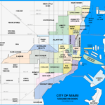 Miami Florida Neighborhood District Road Map Poster Art Print Pick In Map Of Miami Area Florida