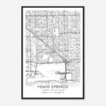 Miami Springs Florida Map Poster, Modern Home Decor Wall Art Print   Custom  Maps & Posters For Map Of Miami Springs Florida