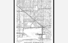 Miami Springs Florida Map Poster, Modern Home Decor Wall Art Print – Custom  Maps & Posters for Map Of Miami Springs Florida