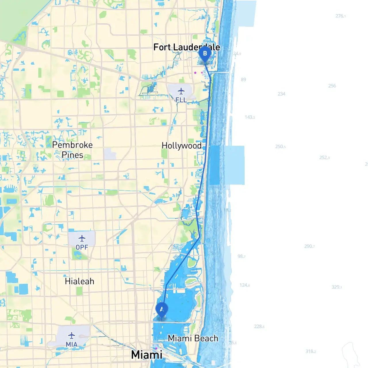 Miami To Ft. Lauderdaleboat - Savvy Navvy Smart Routing with Map of Florida Ft Lauderdale to Miami