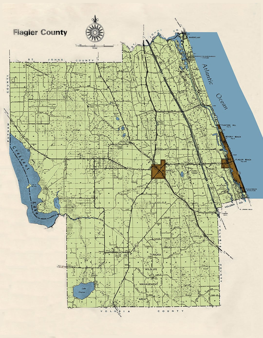 Mid 1900S Map Of Flagler County Florida - Etsy in Map Of Flagler County Florida