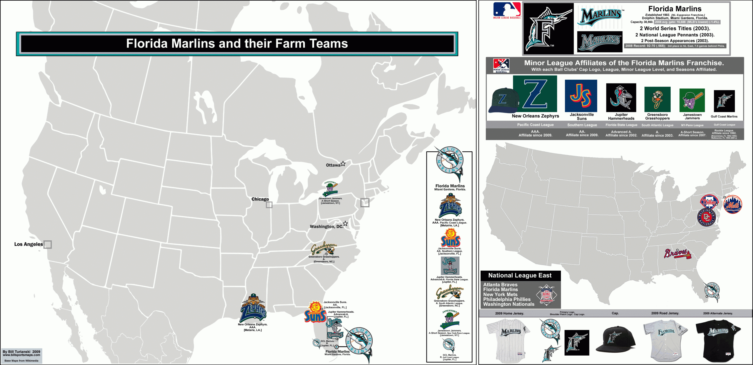 Mlb Ball Clubs And Their Minor League Affiliates: The Florida within Map Of Minor League Baseball Teams In Florida